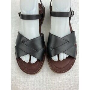 Camper Pim Pom Brown Leather Criss Cross Flat Sandals - Womens 9 EUR 39 - NEW
